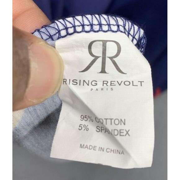 Rising Revolt Polo Shirt Men's Size XL Blue Short Sleeve Allover Geometric Logo - Picture 10 of 11